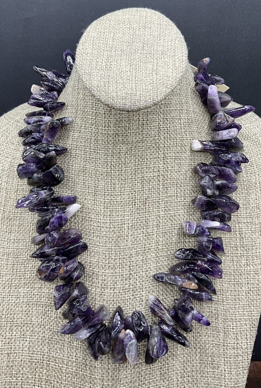 Barse Polished Amethyst Shard Necklace- Sterling Silver- NWT
